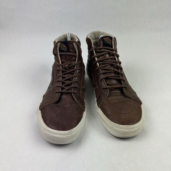 VANS SK8-HI REISSUE Leather Chocolate Porcini Brown Mens 9 Womens‎ 10.5 - Picture 2 of 6